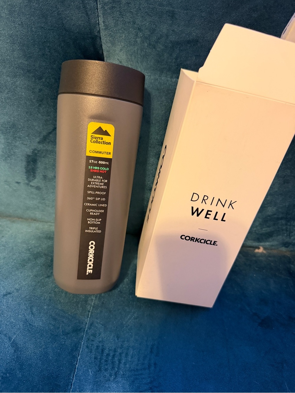 Corkcicle Travel Tumbler — Charcoal Gray with Black Lid